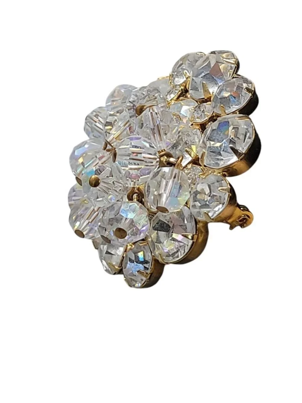 Vintage Juliana Brooch D&E Cha Cha Brooch AB Rhinestone Dangling Beads Gold Tone